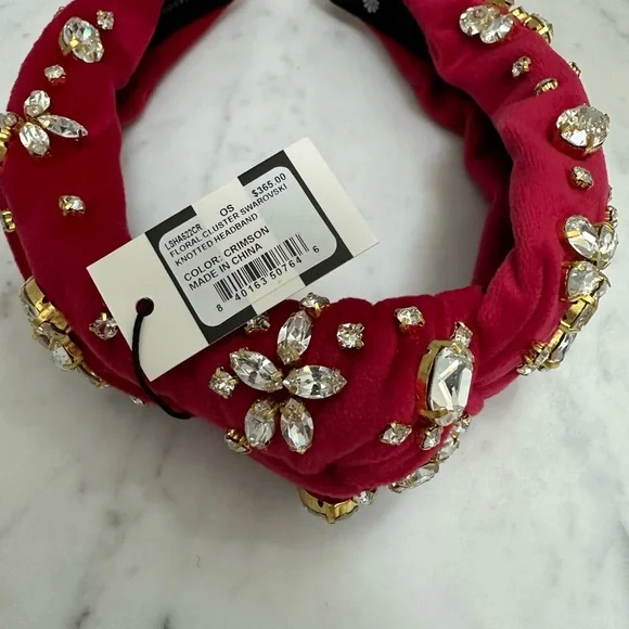 Lele sadoughi Floral cluster Swarovski headband in crimson display picture 1